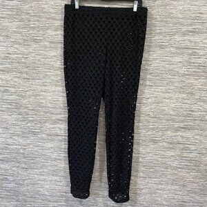 PROMWE Black Eyelet Swimsuit Cover Up Pants 1XL Resort Beach Wear